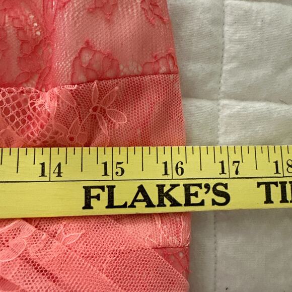 BEBE Womens Dress Small Coral Pink Lace Mini Sheath Retro Y2K Coquette Party - Picture 9 of 10